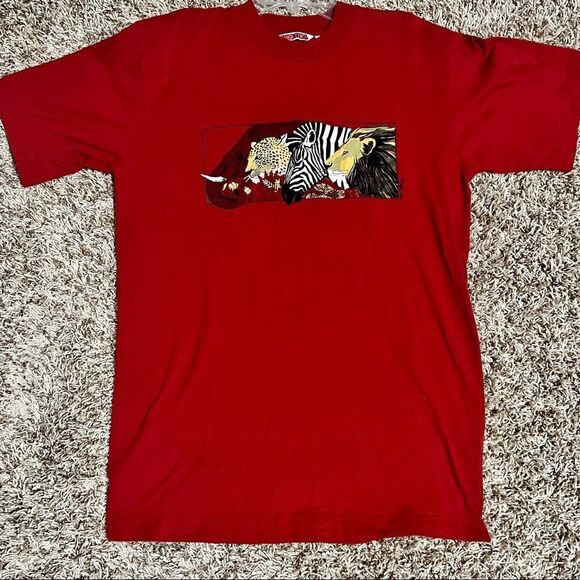 🔥 Vintage Tinga Tinga Brand Animal Print Kenya Art t-shirt Perfect Condition!!! - Picture 1 of 5